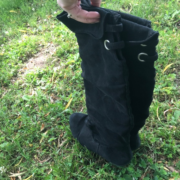 🍂5/20$!! Tall Black Boots With Cuff Detail - Picture 6 of 12